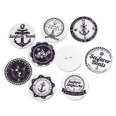マリンセーラー5個入ウッドボタン木のボタン プリント 海マリンデザイン25mmミックスアソート Wood Button0087 クラフト手芸レネット 通販 Yahoo ショッピング