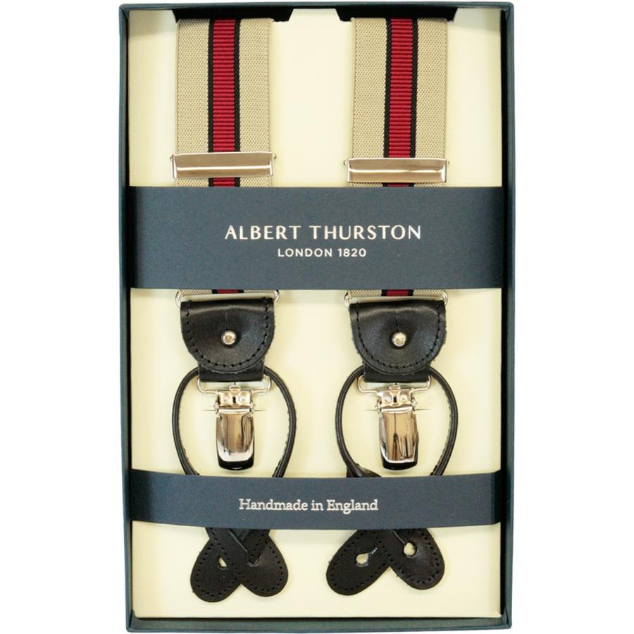 【正規品】 THURSTONダークブラウンY型サスペンダー新品箱付き アルバートサーストン ALBERT THURSTON サスペンダー Y型 ベージュ