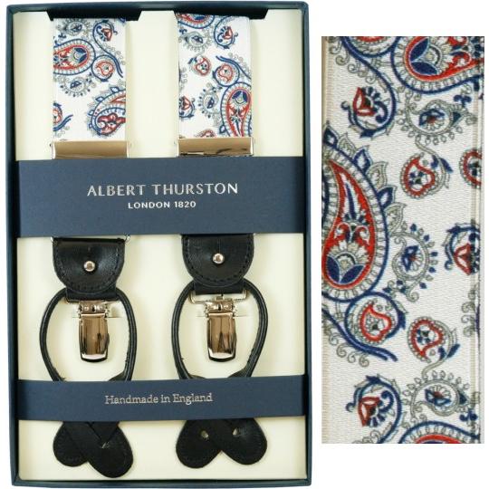 アルバートサーストン　サスペンダー　ペイズリー柄 アルバートサーストン ALBERT THURSTON サスペンダー ホワイト