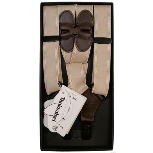 美品 シャネル CHANEL サスペンダー ロゴ キャンバス レザー ベージュ