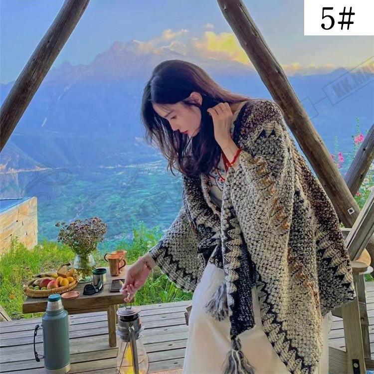 ポンチョ ショール レディース バイカラー 羽織り タッセル付き ポンチョ ショール レディース バイカラー 羽織り タッセル付き