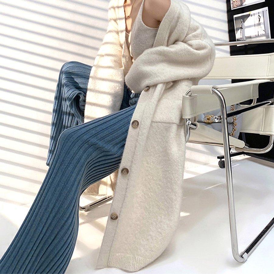 ワイドパンツ レディース 秋 冬 ニットパンツ リブニット パンツ ワイドパンツ レディース 秋 冬 ニットパンツ リブニット パンツ