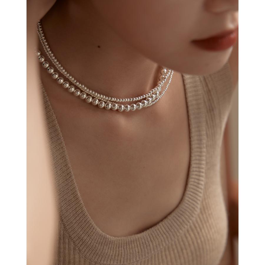 ネックレス ナバホパール ロング 丸玉 メタルボール シルバー925 