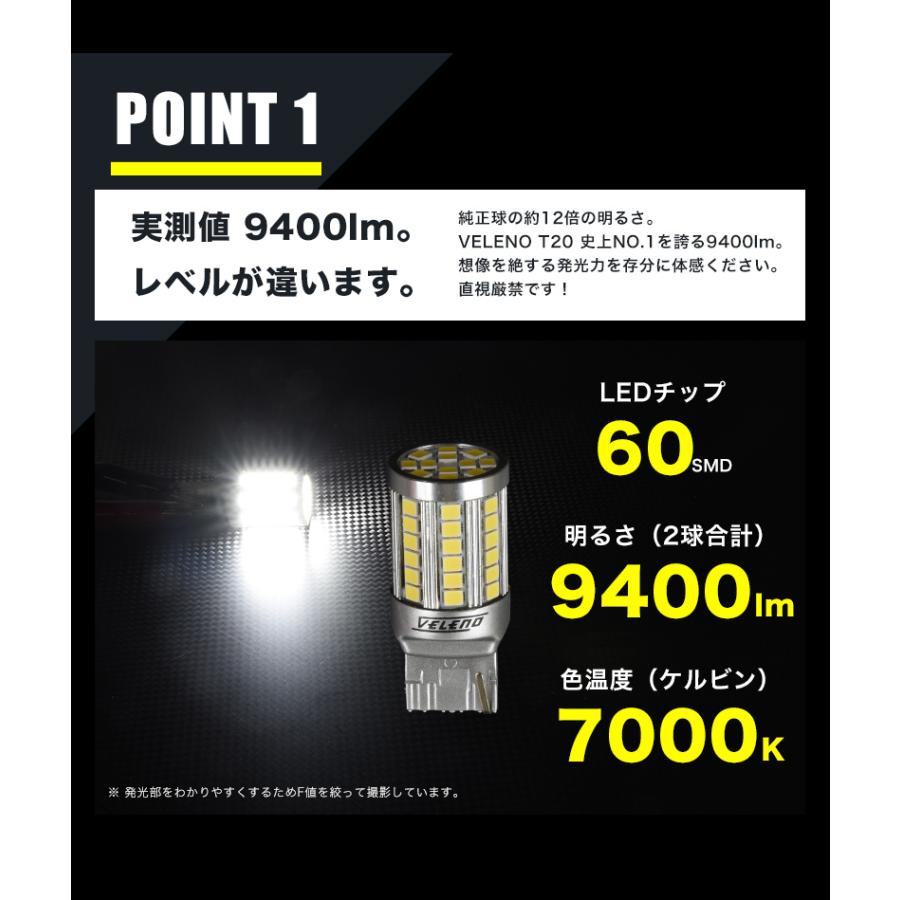 LED バックランプ T20 S25 驚異の9400lm VELENO ヴェレーノ ベレーノ 爆光 純正同様の配光 ヘッドライト超え ハイブリッド車対応 2球セット 車検対応 送料無料｜reiz｜05