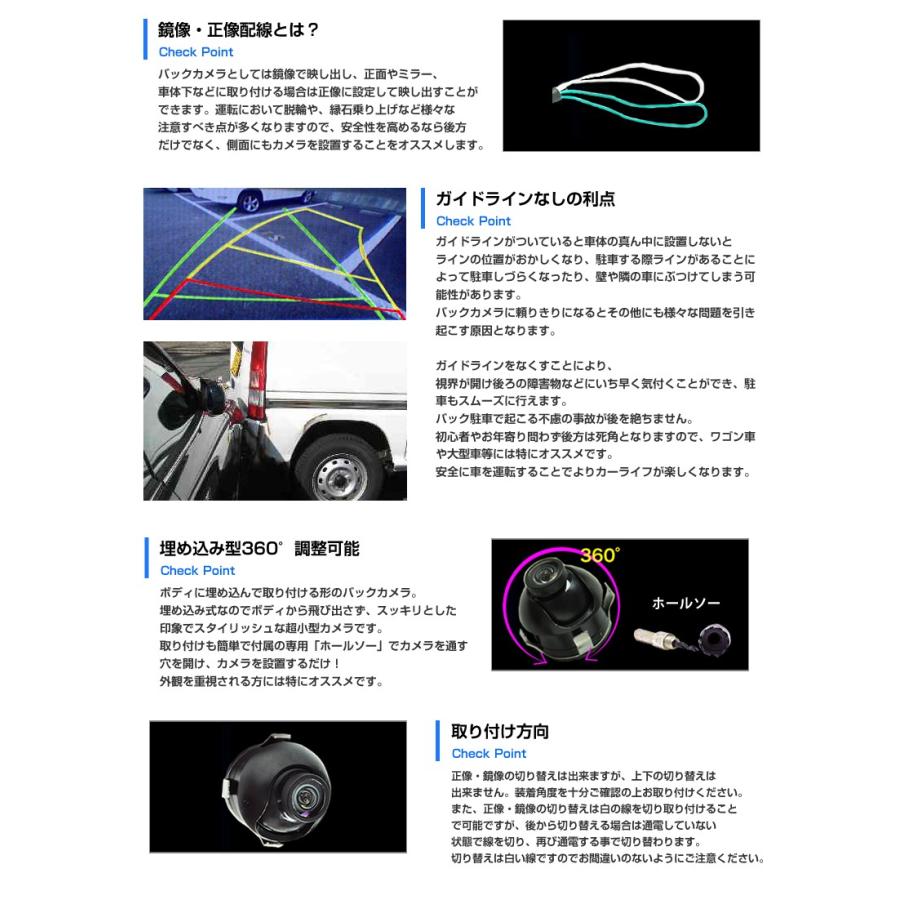 バックカメラ 超小型 CCD レンズ 丸型 360°回転 高解像度 埋込型 防水