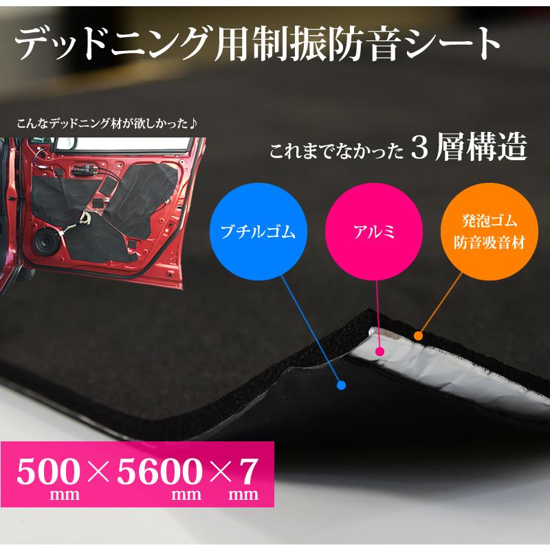 3層構造　デッドニング　デッドニングシート　音質向上　ロードノイズ低減　遮熱　車　吸音シート　天井　制振材　防音　ロング　遮音　静音　三層　デッドニングキット　断熱