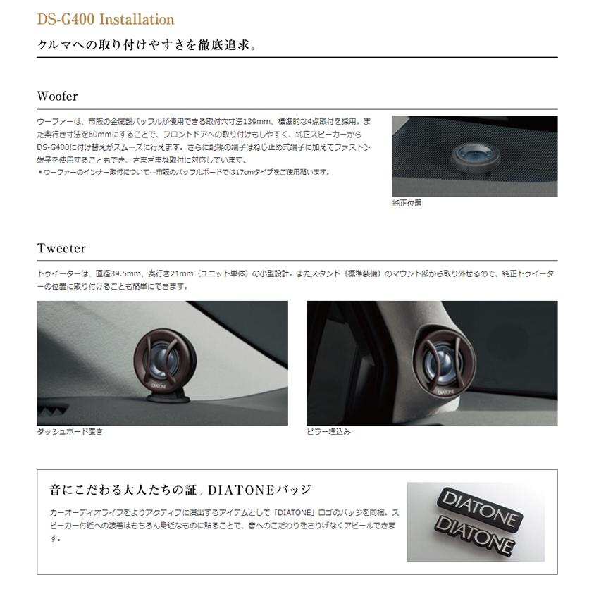 DIATONE ダイヤトーン DS-G400 2Wayスピーカーシステム スピーカー カーオーディオ ウーファー トゥイーター 三菱電機 車載用 ハイレゾ対応｜reiz｜11