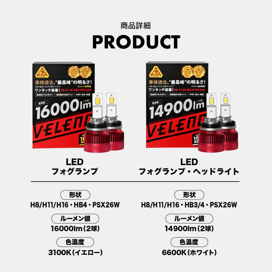 VELENO ウイングロード H18.12〜H30.3 Y12 LEDフォグランプ イエロー