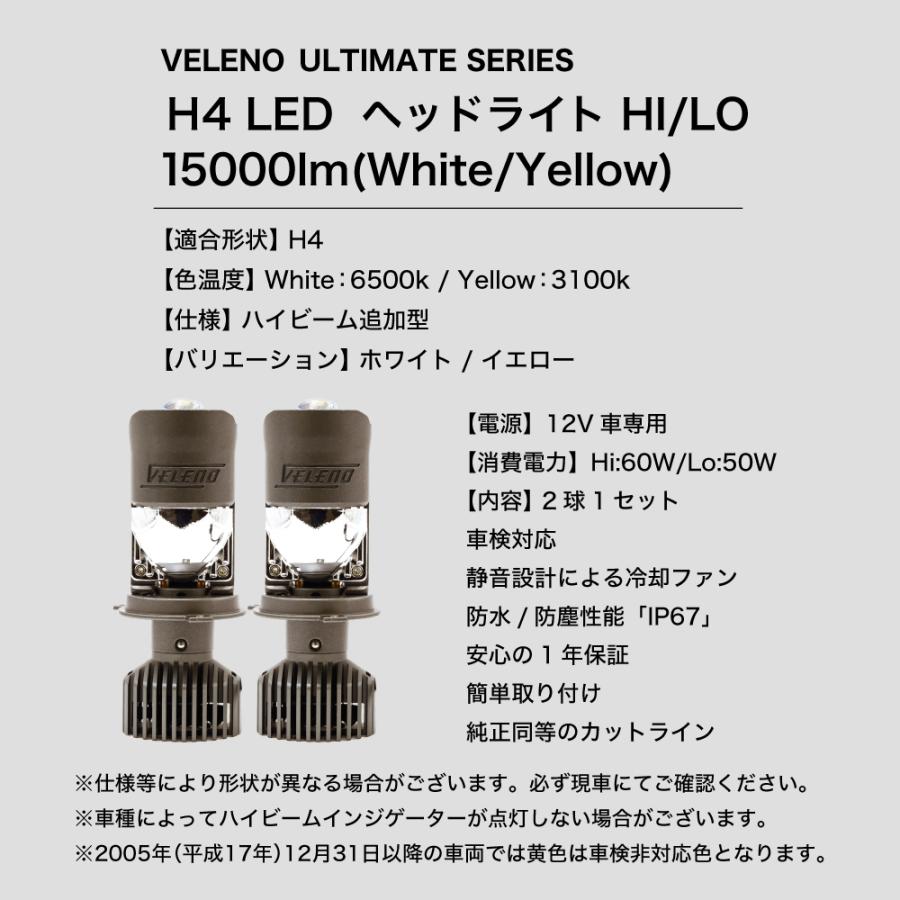 VELENO - ホンダ ヴェゼル H25.12 〜 H30.1専用 H4 LEDロービーム車検相応う 映写機 前照灯 位置づける値15000ルーメン ご機嫌光芒加えること型 奥ゆかしいな はね除ける生産ライン