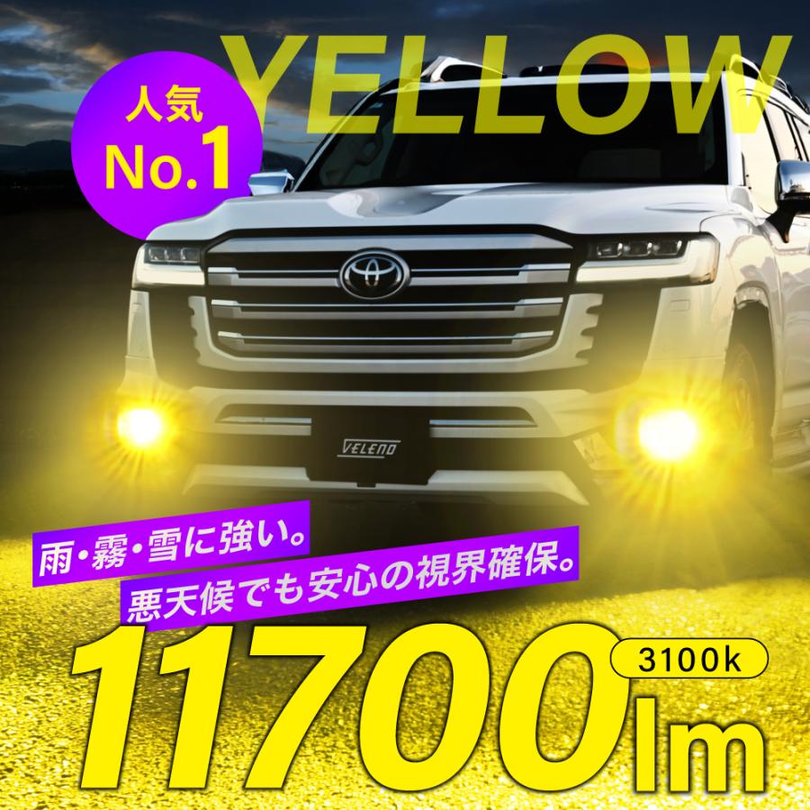 プリウス50フォグランプ　ヴェレーノ付き VELENO 50 プリウス 後期 H30.12〜 LED フォグランプ 11700lm イエロー