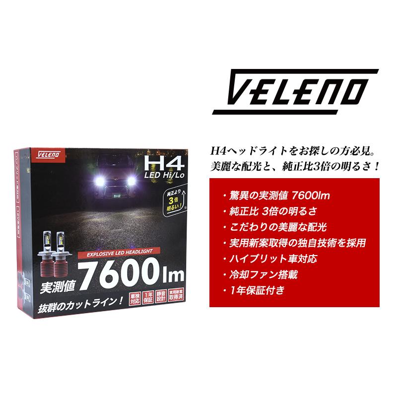 VELENO ムーブ ムーヴ H7.8〜 専用 LED LEDヘッドライト 実測値 7600lm