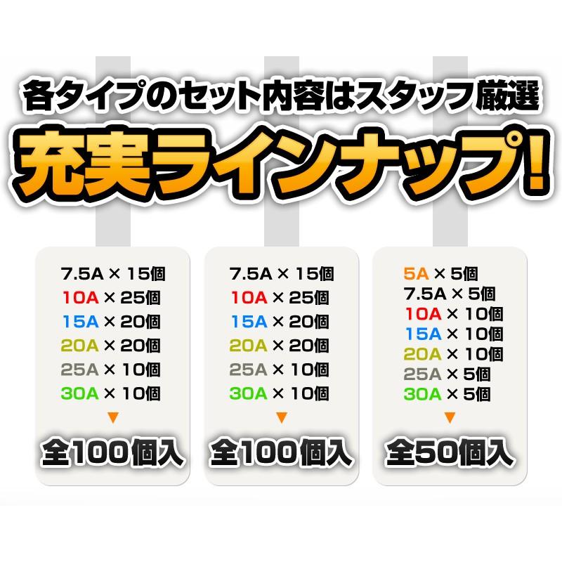 ヒューズセット 平型 ミニ平型 低背 5A 7.5A 10A 15A 20A 25A