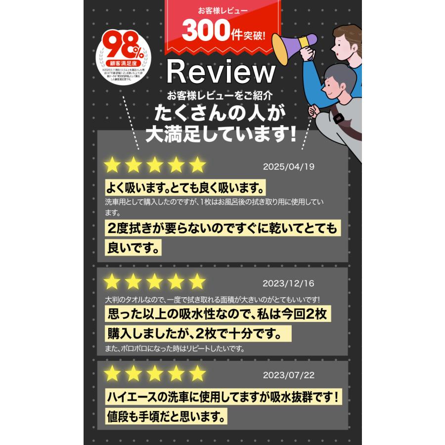 洗車タオル 超吸水 傷防止 VELENO 大2枚 小4枚 セット 吸水力抜群