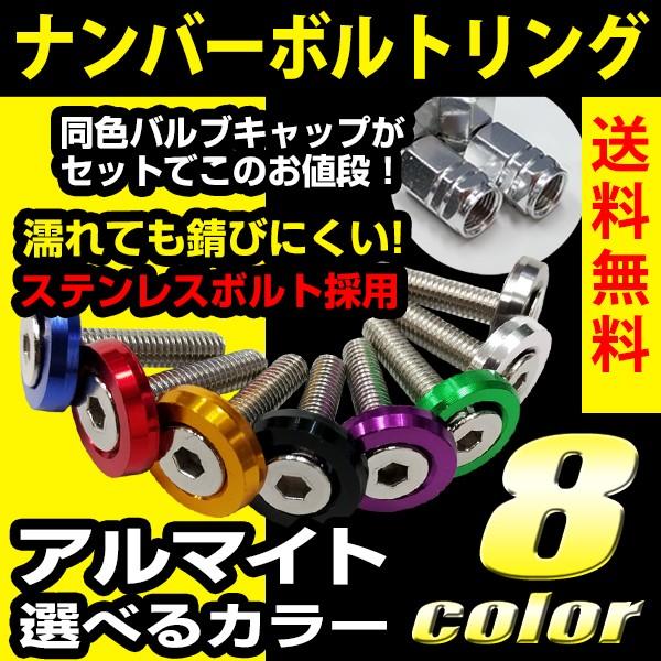 ナンバーボルトリング ナンバープレート 錆びに強いステンレス製 Led字光式対応の25mmロングボルト カラーワッシャー エアバルブキャップ ドレスアップ 送料無料 自動車