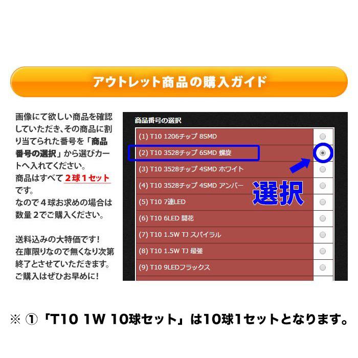 1000円 アウトレット 早い者勝ち！在庫売尽し LED バルブ ウェッジ球 T10/T16 ポジション/バックランプ/ライセンス/ルームランプ/サイドマーカー｜reiz｜03