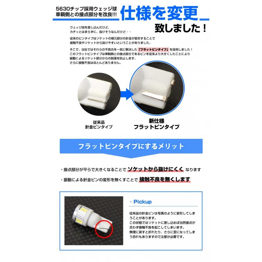 T10 LED ナンバー灯 従来品比6倍面積 5630チップ 6連 ショート 純正