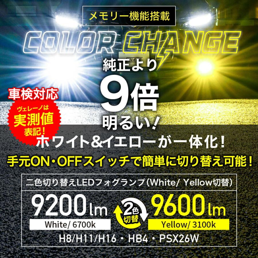 VELENO - エスクァイア 80系 H26.10〜 LEDフォグランプ 2色 うつり変わり 黄色 白いこと 位置づける値 9600ルーメン 9200ルーメン バイ色合い 爆光 ヴェレーノ