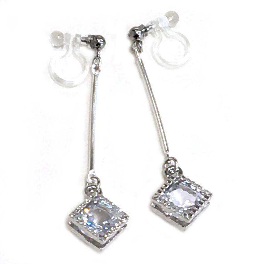 人気ブランド新作豊富 ノンホールピアス イヤリング シンプル ジルコニア スウィング シルバーカラー 10代 代 30代