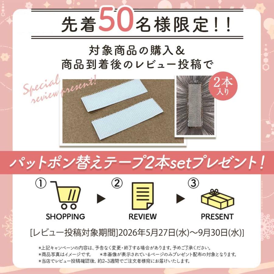 毛量少なめ ピンなし 部分かつら PP02 パットポン つむじ 薄毛カバー 前髪 分け目 白髪隠し ウィッグ 毛染め トップピース マジック式 人毛100％の画像