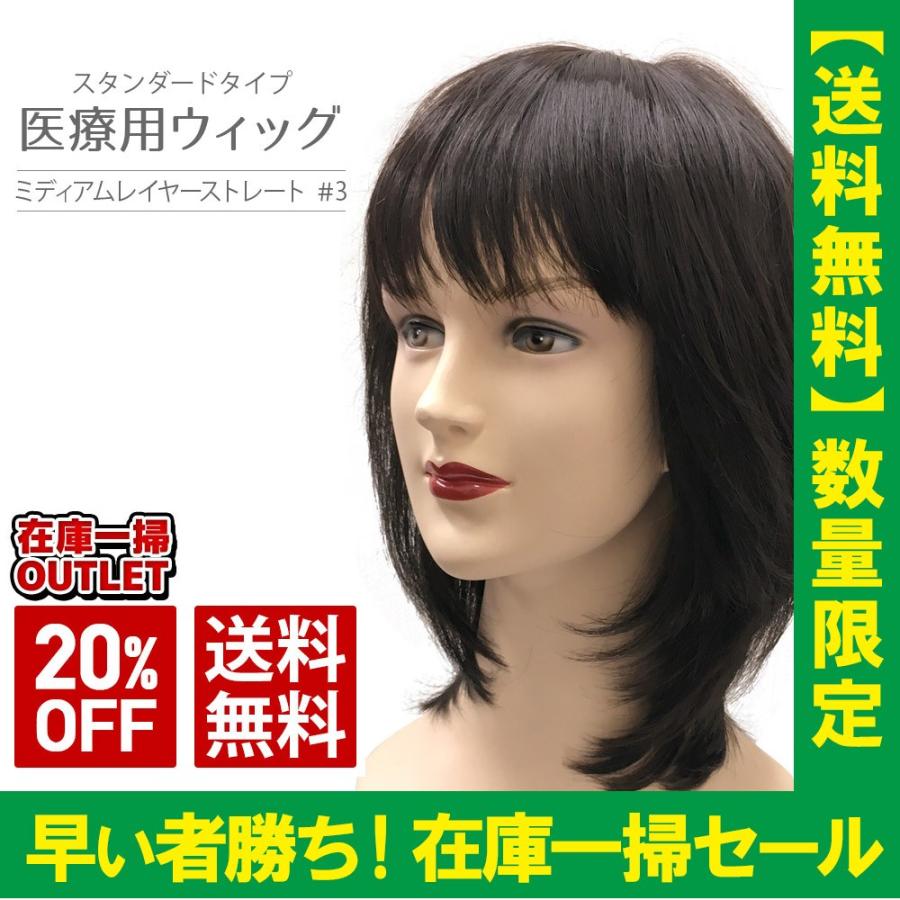 ポイント10倍 アウトレット限定１個 医療用ウィッグ ミディアムレイヤーストレート ダークブラウン Hm15 自然 ショート 助成金対応 全頭かつら 送料無料 Supersport Tn
