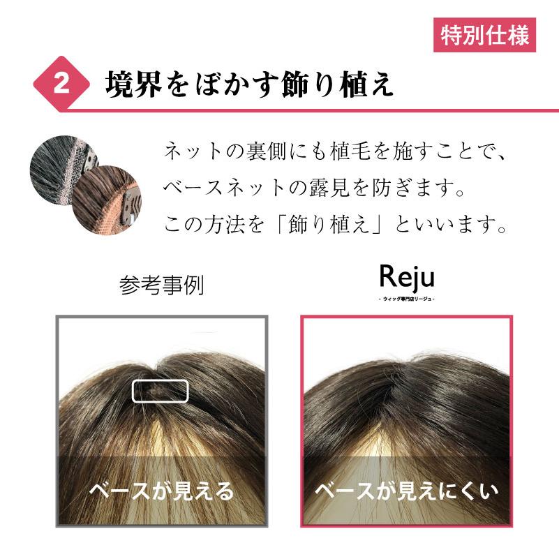 返品OK 部分ウィッグ 人毛100% ヘアピース 女性 頭頂部 かつら 頭頂部ウィッグ 白髪隠し 人毛 ミセス デイリートップウィッグL（約15cm・リアルスキン）の画像
