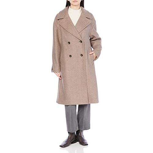 代引き人気 ジャージメルトンダブルブレストコート ウールコート フリーズマート レディース M 杢ブラウン ダッフルコート