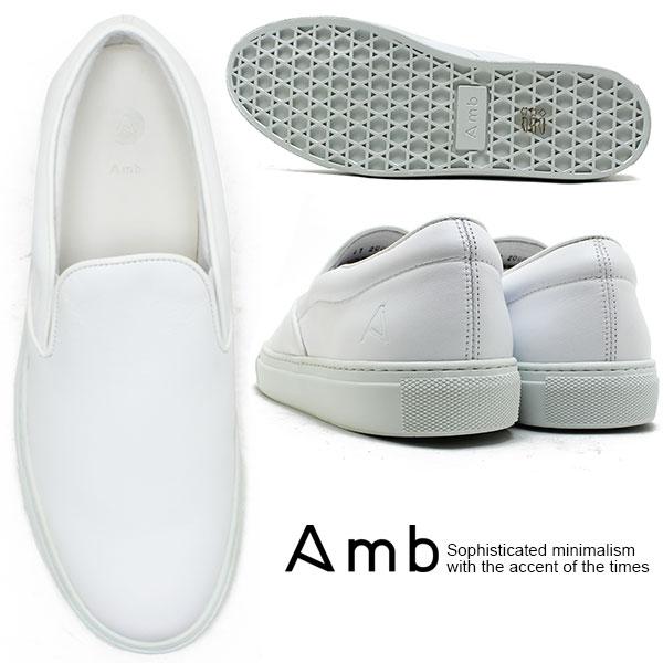 Amb Ambassadors of minimalism/アンバサダーズオブミニマリズム 2000 ホワイトレザースリッポンスニーカー（レディース/レザー/スリッポ Amb Ambassadors of minimalism アンバサダーズオブミニマリズム 2000