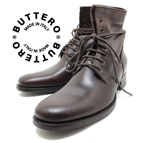 BUTTERO ブッテロ 日本正規品 定番7ホール・レースアップブーツ PE-LUD 03 EBONY(ブラウンレザー) B1101 イタリア製 編み上げブーツ すね丈 レザー メンズ 男性 | 