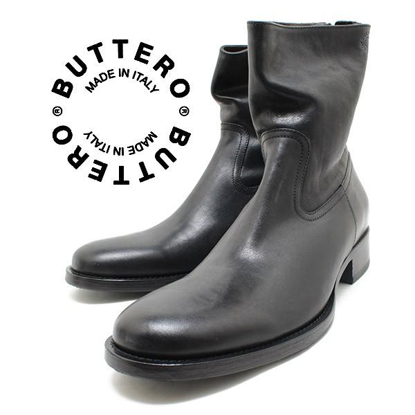 BUTTERO ブッテロ 日本正規品 定番バックジップブーツ PE-CUS 01 NERO