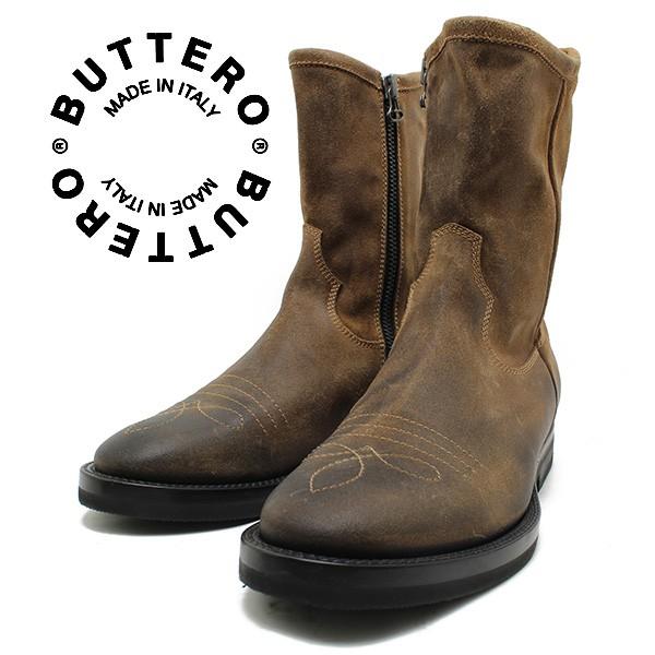 BUTTERO スエード　サイドジップ　ブーツ　36 23cm　箱付き BUTTERO ブッテロ 日本正規品 サイドジップウェスタンブーツB6621