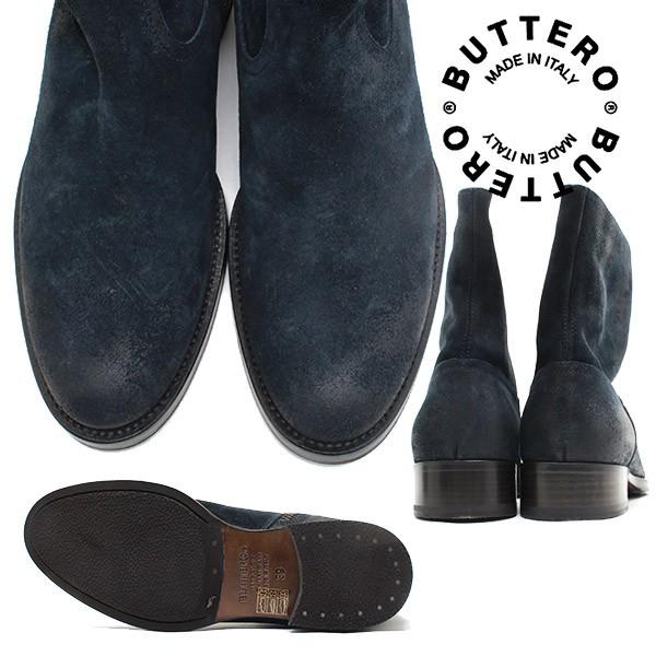 BUTTERO ブッテロ 日本正規品 定番サイドジップブーツ PE-SCAA 38 NAVY