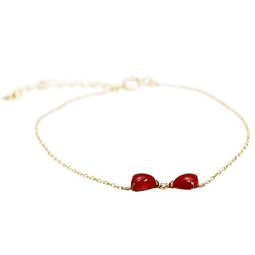 レッドコーラル 赤サンゴ ツインハートカボションカット K18 0.01ct 