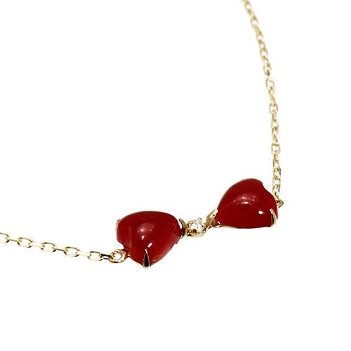 レッドコーラル 赤サンゴ ツインハートカボションカット K18 0.01ct 