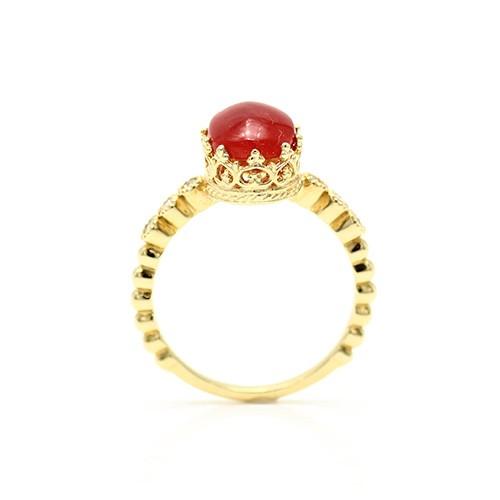 レッドコーラル 赤サンゴ オーバルカボションカット K18 0.09ct 