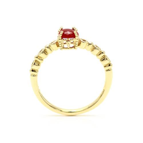 レッドコーラル 赤サンゴ ラウンドカボションカット K18 0.06ct 