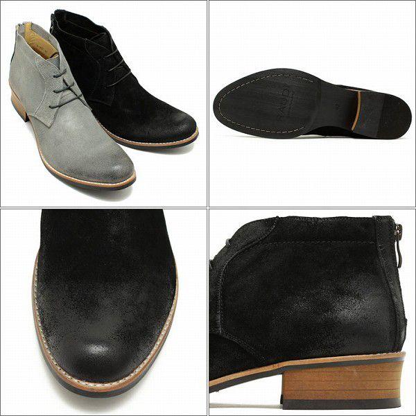 RAUDI/ラウディバックジップ・スエードチャッカーブーツ [R-227] ブラック※焦がし加工本革/アンクルブーツ/ラウンドトゥ/デザートブーツ RAUDI（ラウディ） ラウディバックジップ・スエードチャッカーブーツ