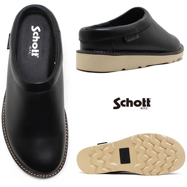 ショット Schott クロッグ レザーシューズ Leather Clog S23004 本革 ブラック ベージュ メンズ ブーツ 日本製｜relaaax｜04