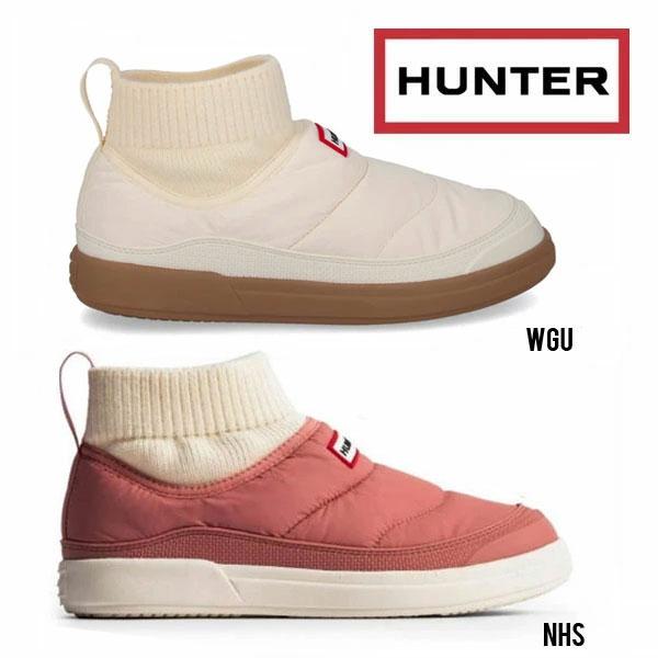 国内正規品 HUNTER ハンター レディース イン/アウト ニッティド カフ スリッパ-- ブーツ スリッパ スリッポン  防寒 ウィンターシューズ ブラック ホワイト WFS