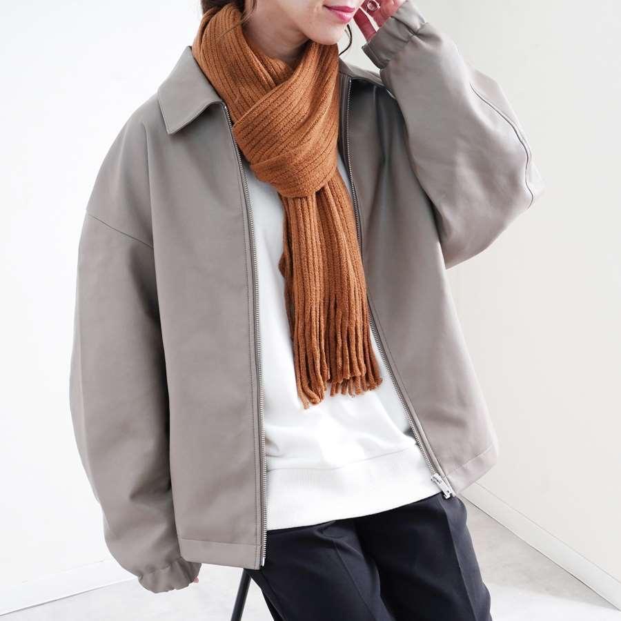 マフラー ニット フリンジ リブ編み シンプル レディース メンズ ユニ