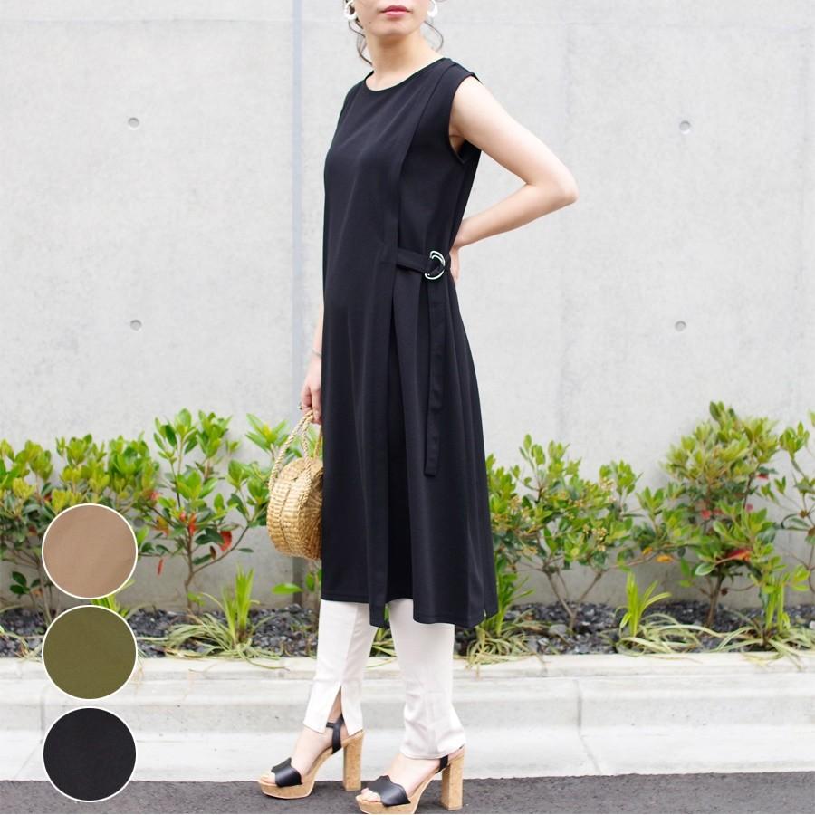 ワンピース 春 夏 レディース ファッション ロングワンピース サイドベルト シンプル ノースリーブ 大人カジュアル Anlulu 通販 Yahoo ショッピング