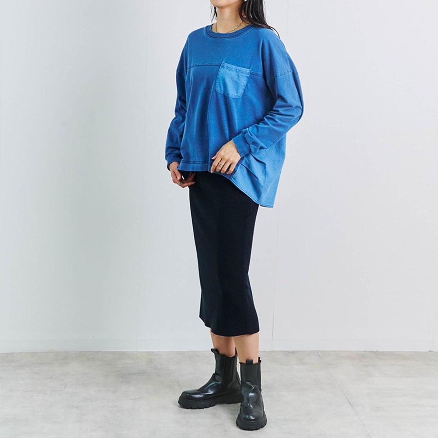 トップス レディース インディゴ 裏毛 デニム プルオーバー : anlulu