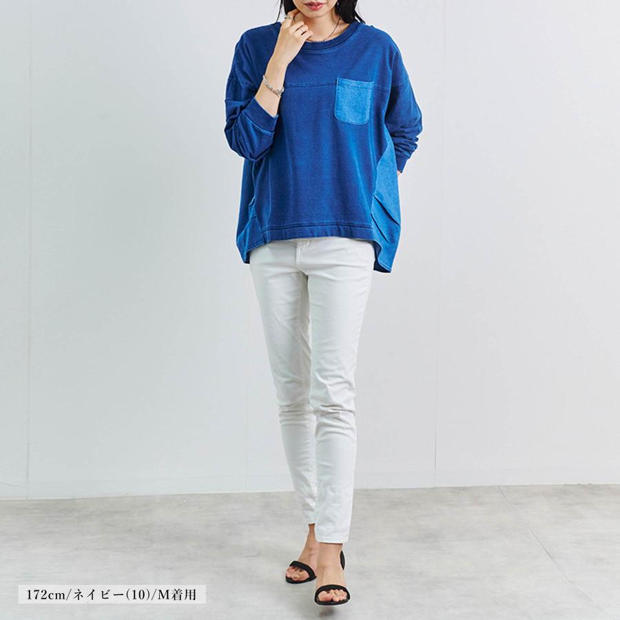 トップス レディース インディゴ 裏毛 デニム プルオーバー : anlulu