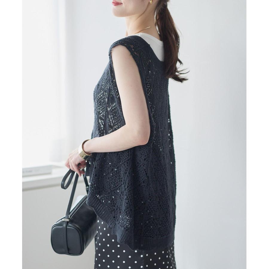 ベスト レディース 春 夏 クロシェ レース かぎ針 編み 綿 : anlulu