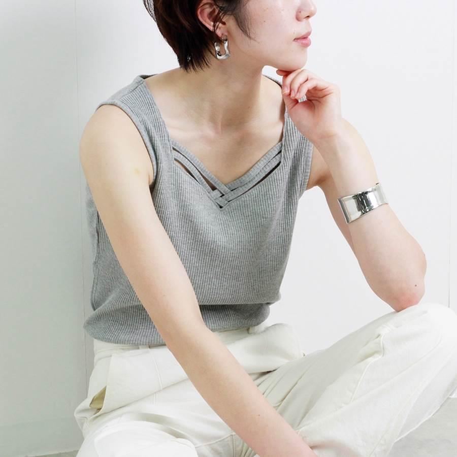 タンクトップ レディース 夏 胸元 クロス ストラップ : anlulu - 通販