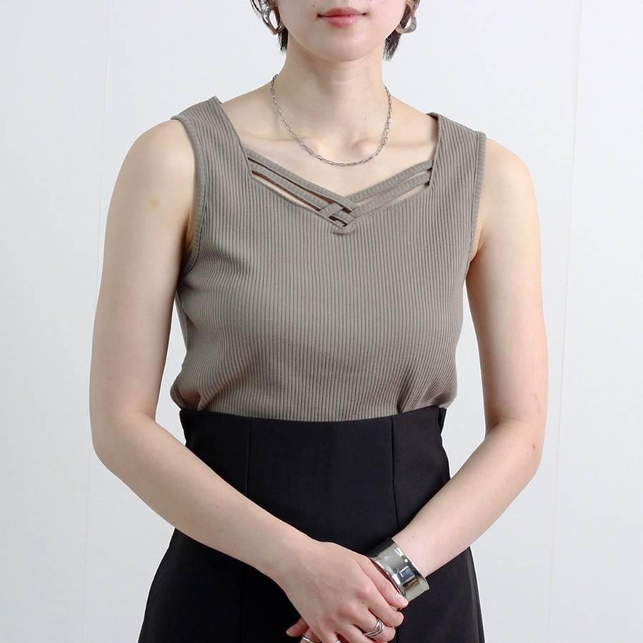タンクトップ レディース 夏 胸元 クロス ストラップ : anlulu - 通販