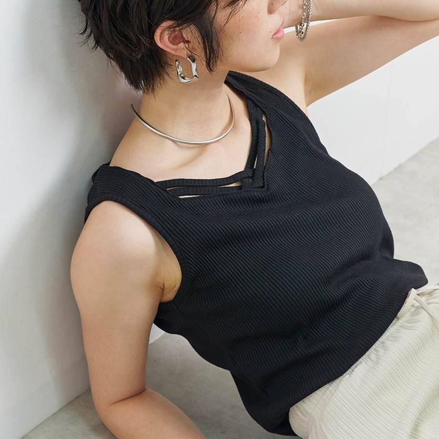タンクトップ レディース 夏 胸元 クロス ストラップ : anlulu - 通販