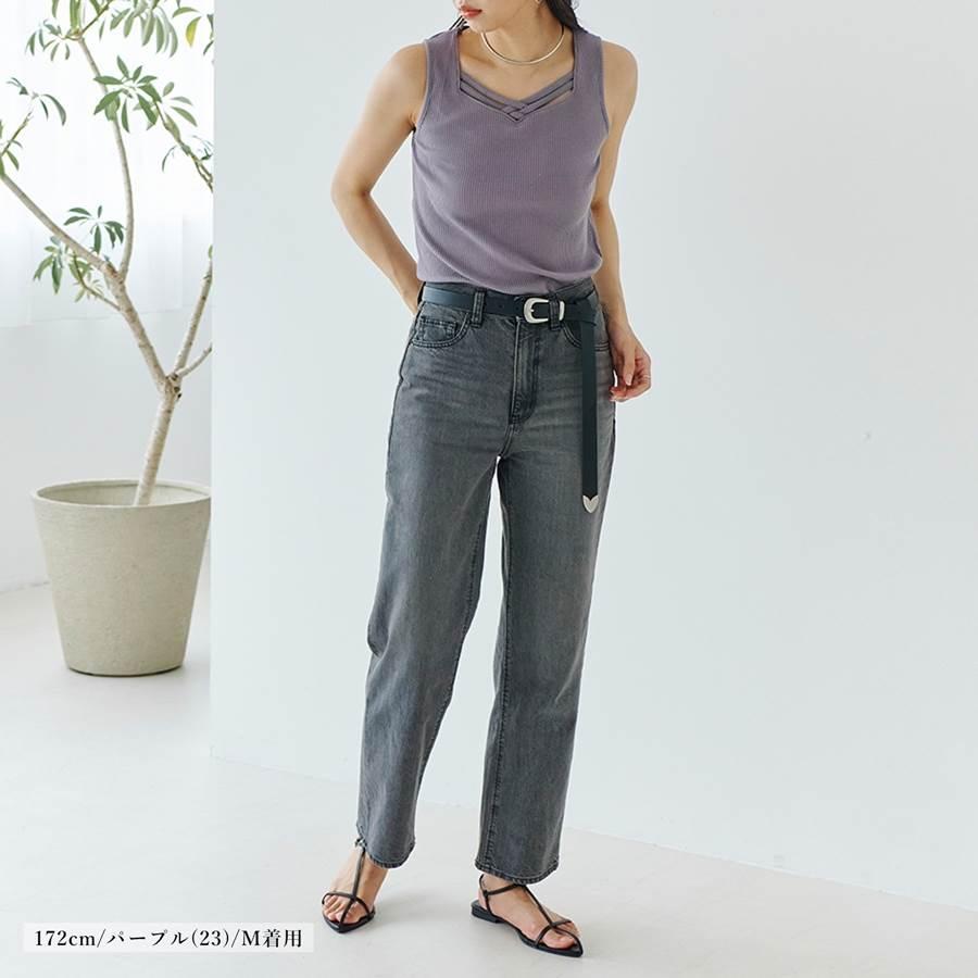 タンクトップ レディース 夏 胸元 クロス ストラップ : anlulu - 通販
