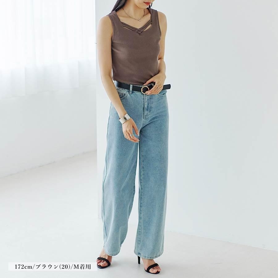 タンクトップ レディース 夏 胸元 クロス ストラップ : anlulu - 通販