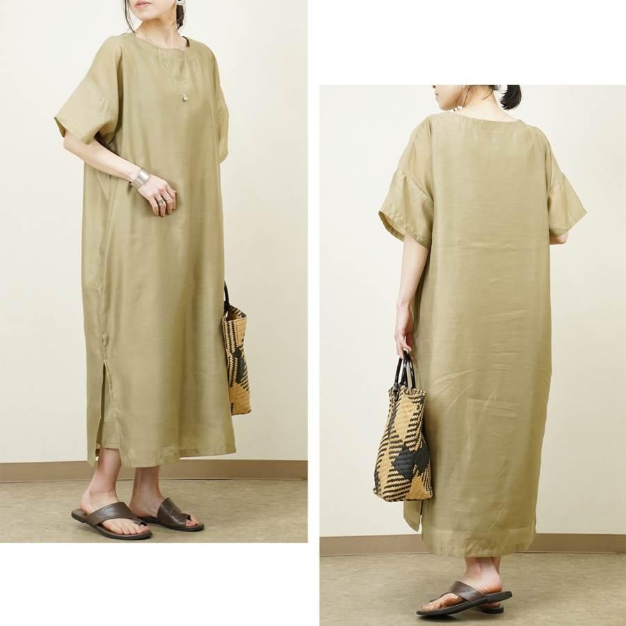 ワンピース ロングワンピース 半袖 インナー付 レディース ファッション 春 夏 30代 代 40代 ゆったり 大きめ 体型カバー 透け素材 シアー Anlulu 通販 Yahoo ショッピング