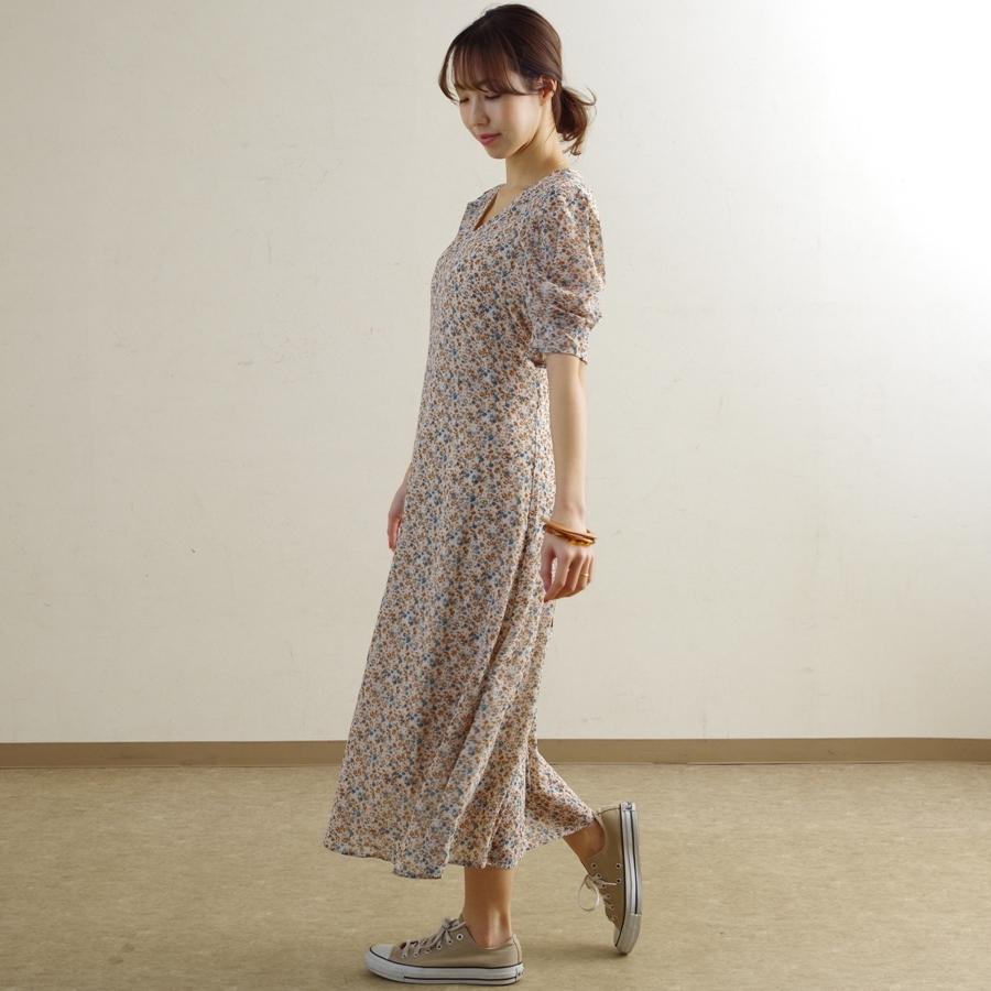 ワンピース 半袖 ロング 小花柄 シフォン レディース ファッション 春 夏 30代 代 きれいめ 可愛い プチプラ 透け素材 シアー レースアップ Anlulu 通販 Yahoo ショッピング
